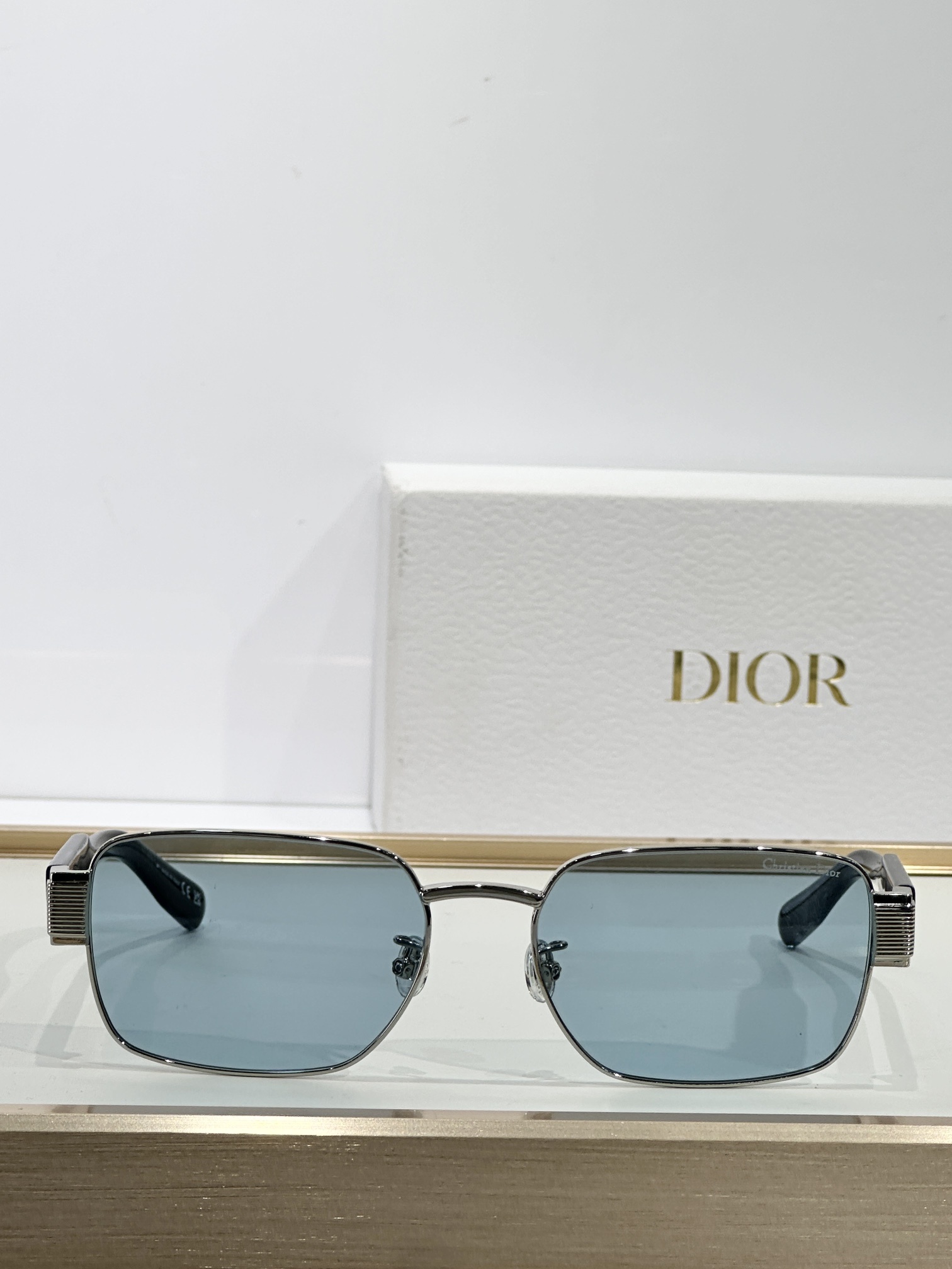 Christian Dior Couture Rectangular Sunglasses – Silver & Blue