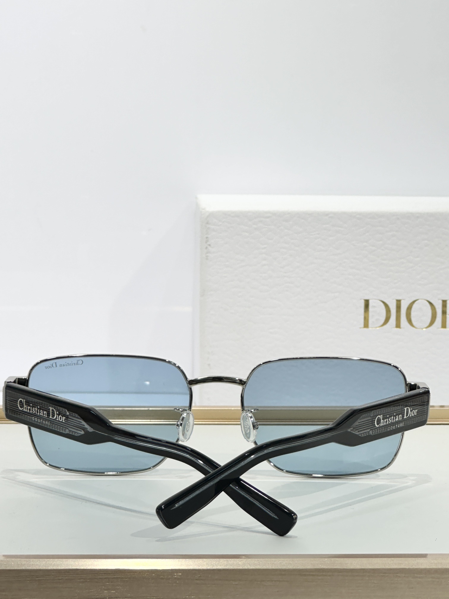 Christian Dior Couture Rectangular Sunglasses – Silver & Blue