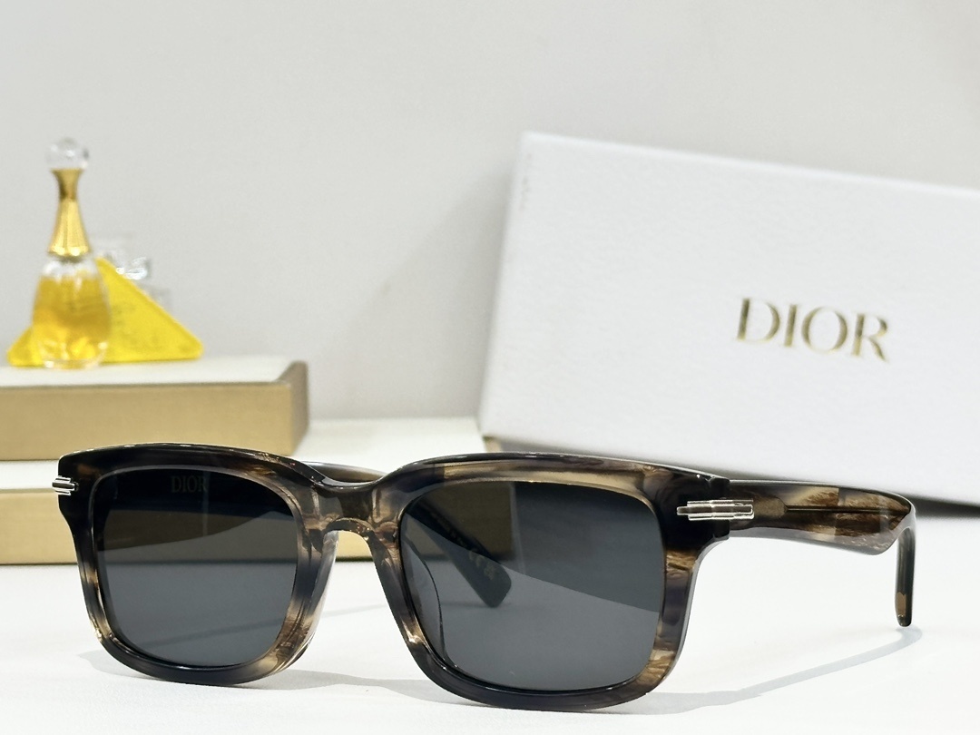 Dior Brown Marble Rectangular Sunglasses for Men