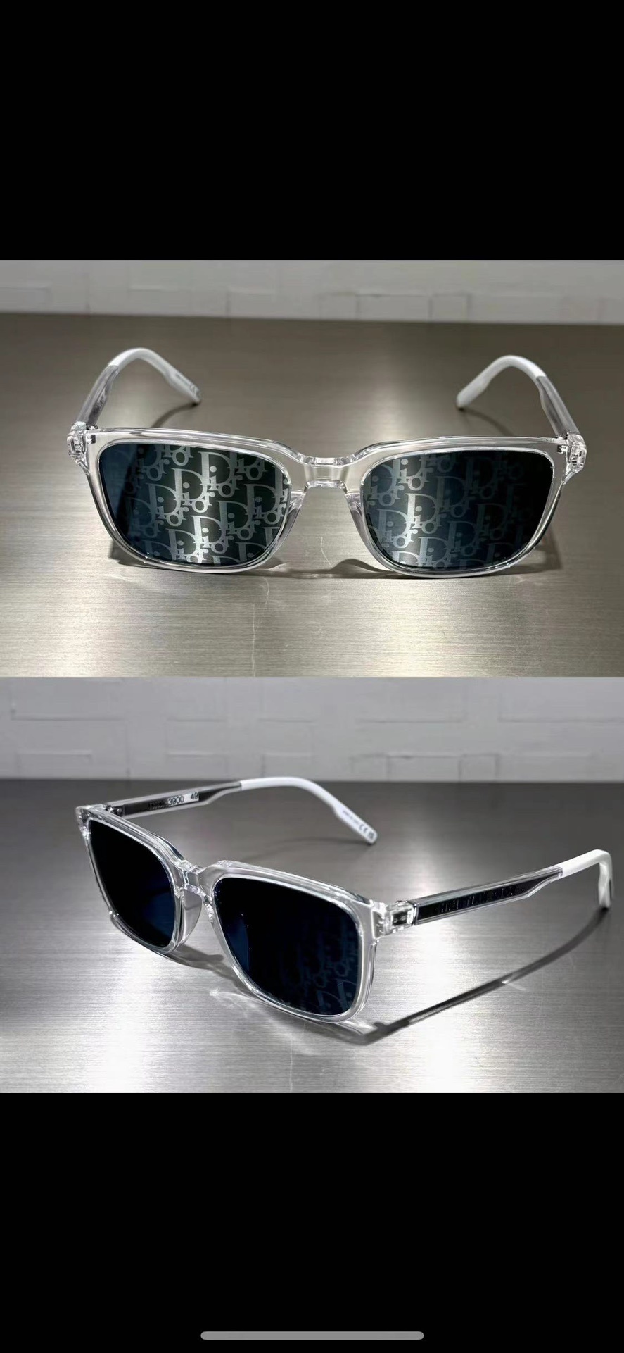 Christian Dior Transparent Sunglasses with Oblique Pattern