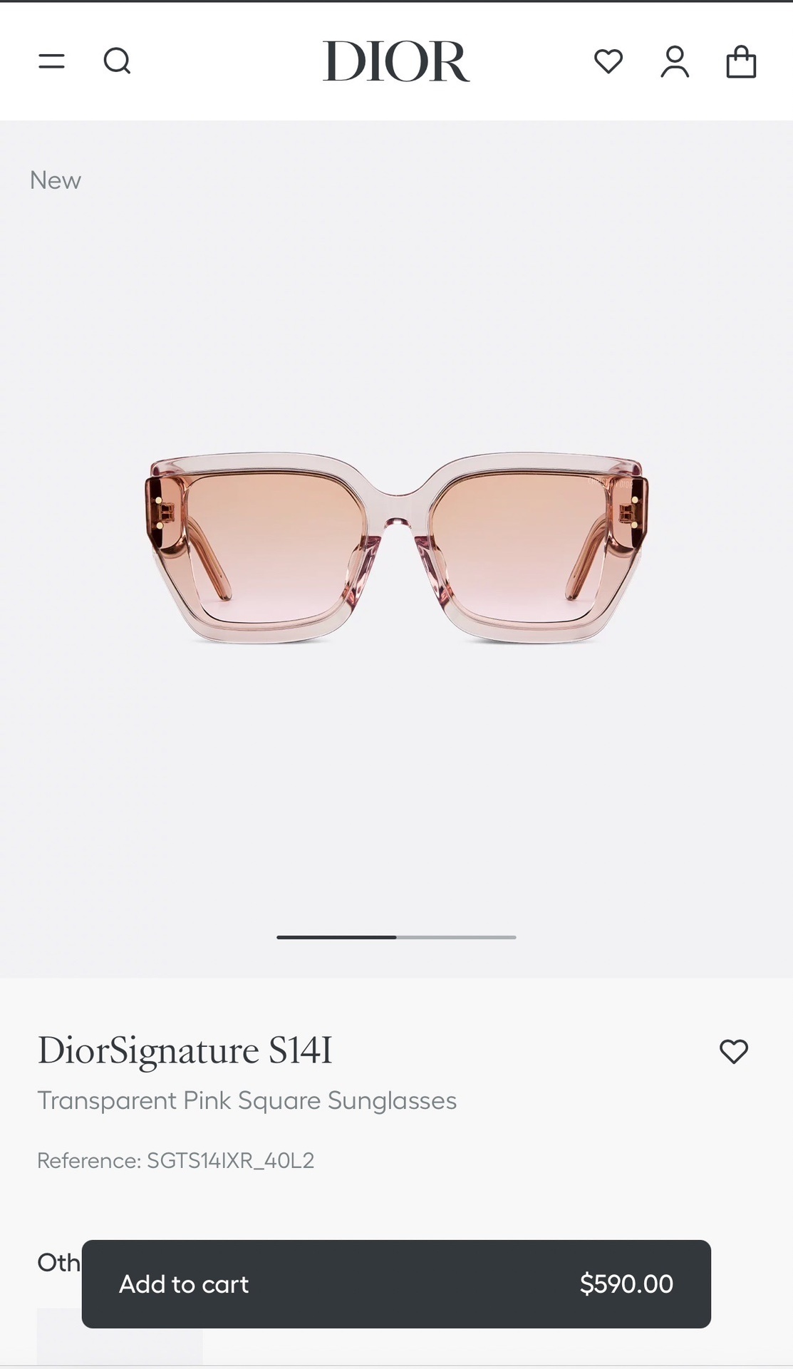 Dior Pink Square Sunglasses – Transparent S14I