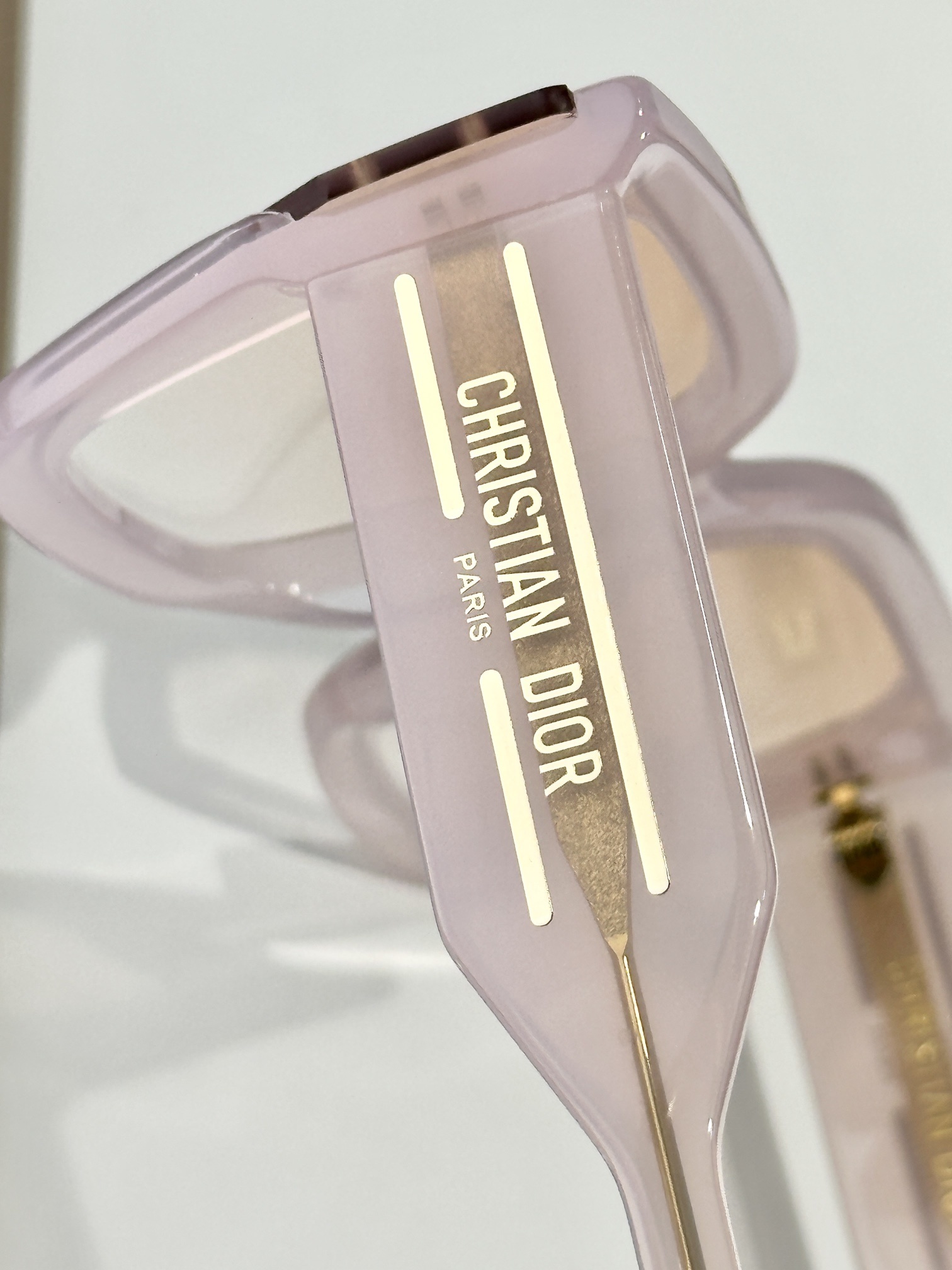 DiorSignature S14I Transparent Pink Square Sunglasses