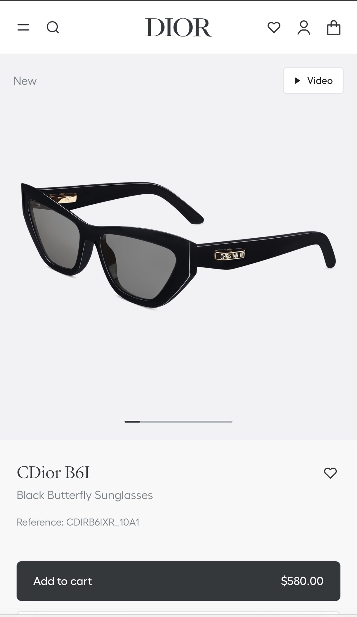 Dior CDior B6I Black Butterfly Sunglasses for Women