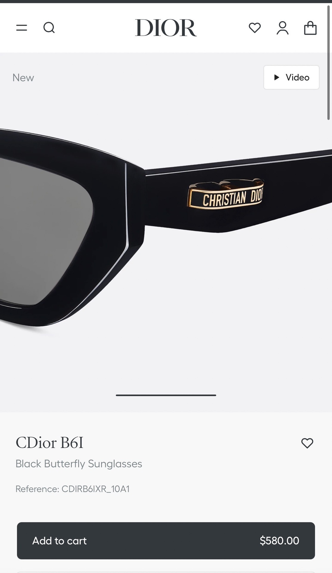 Dior CDior B6I Black Butterfly Sunglasses for Women