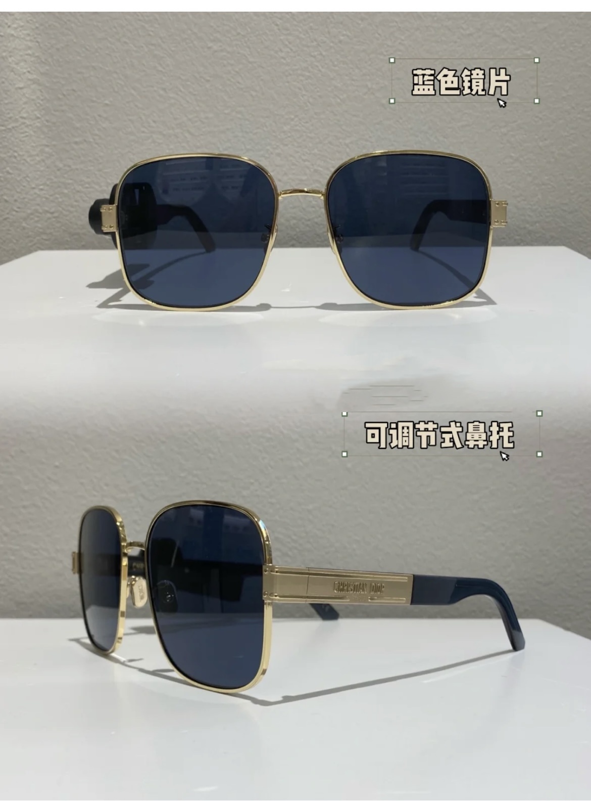 Luxury Oversized Square Sunglasses for Women – Elegant Gold Frame