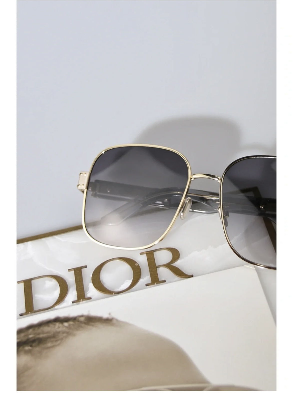 Christian Dior Signature Square Sunglasses – Gold & Grey Gradient