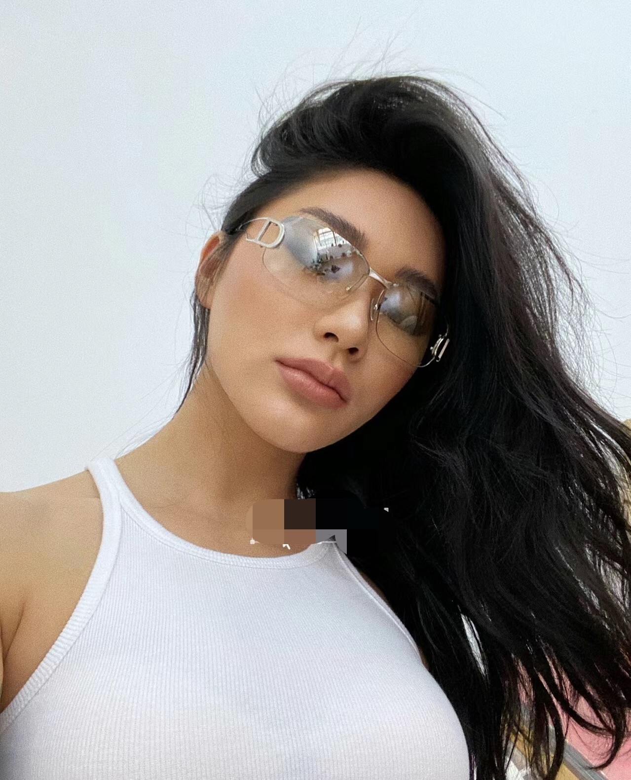 Y2K Vintage Rimless Sunglasses – Chic Metal Logo Eyewear