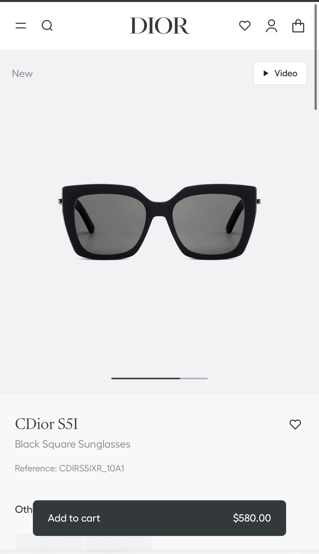Dior CDior S5I Black Square Sunglasses for Women