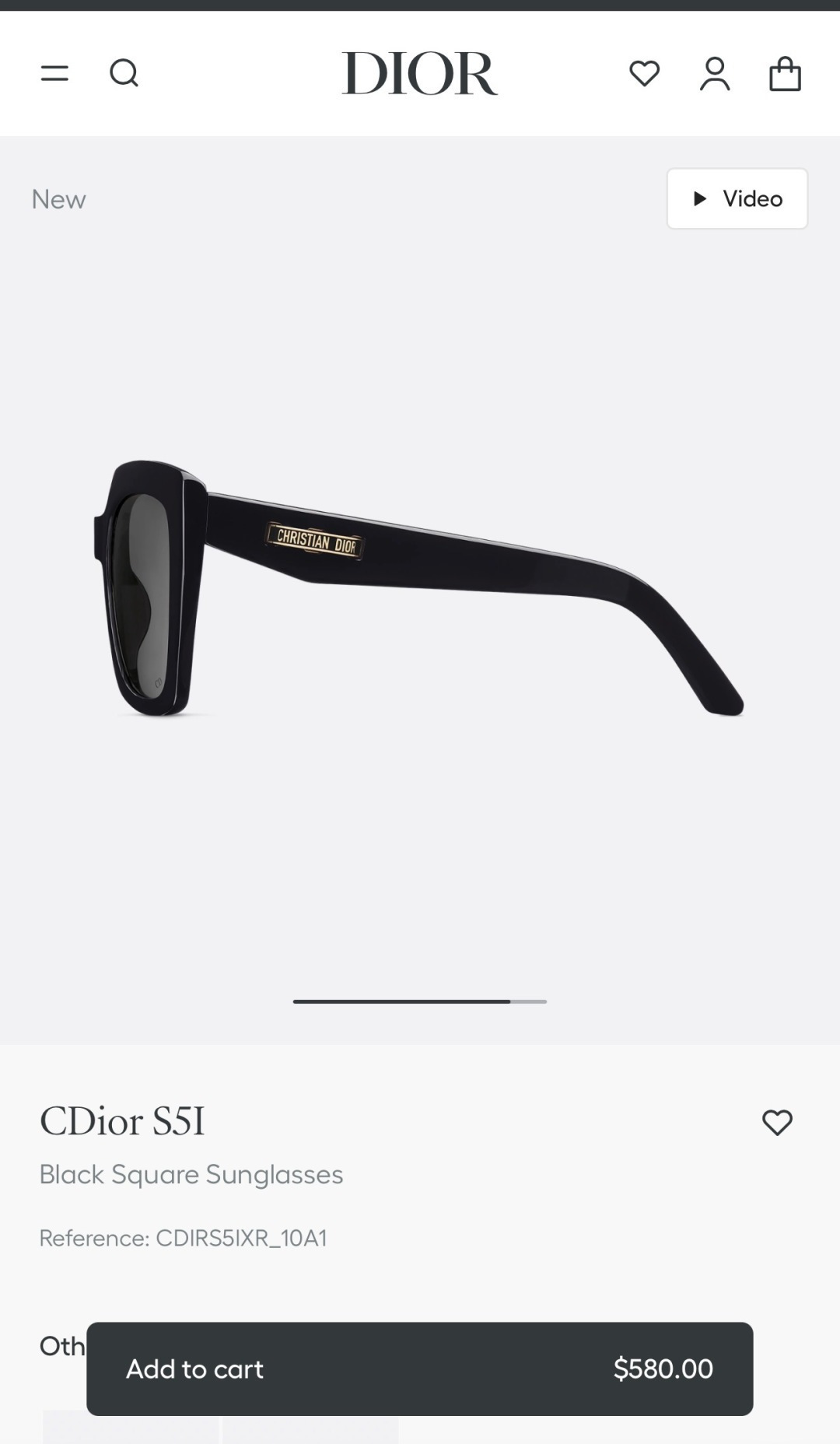 Dior CDior S5I Black Square Sunglasses for Women