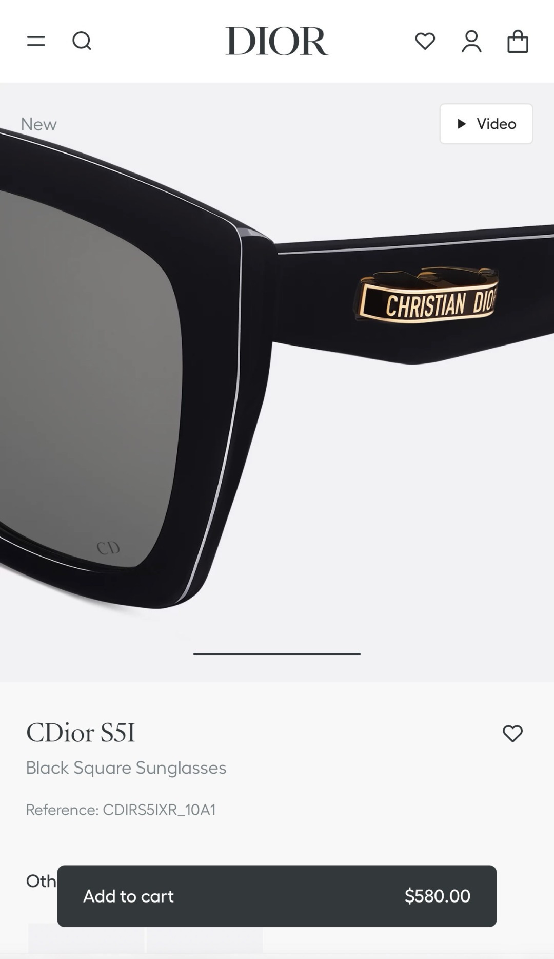 Dior CDior S5I Black Square Sunglasses for Women