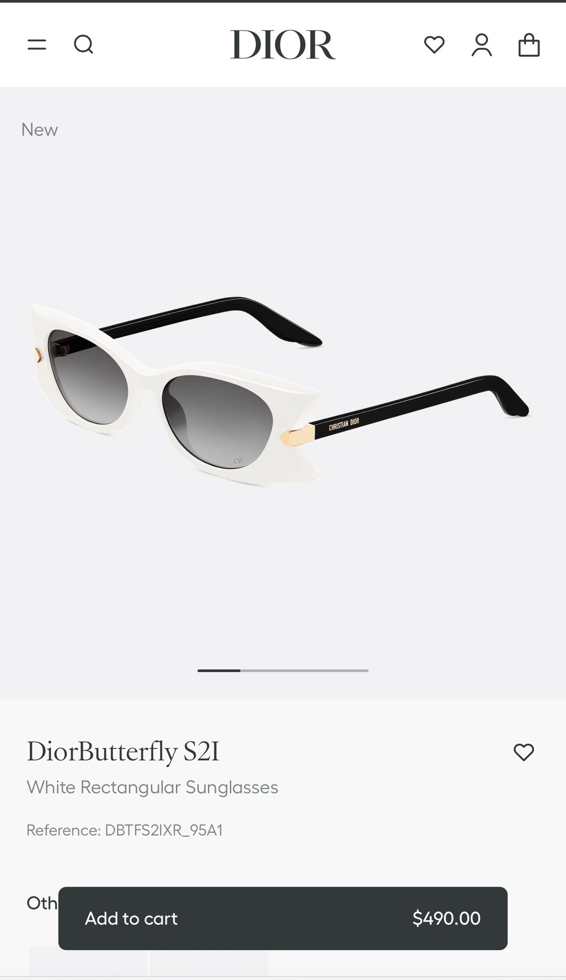 Dior White Rectangular Sunglasses – Dior Butterfly S2I White
