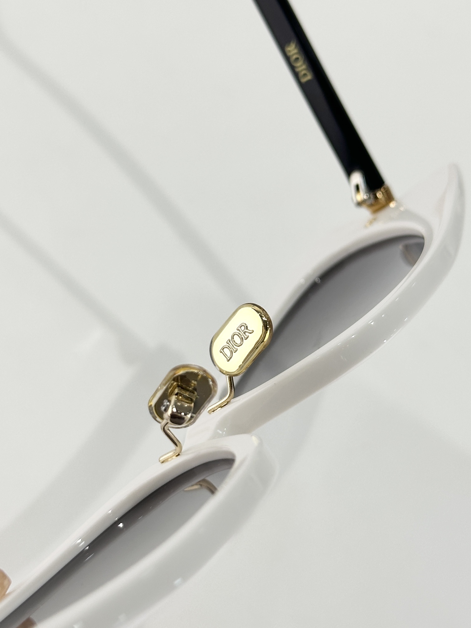 DiorButterfly S2I White Rectangular Sunglasses with Gold Signature