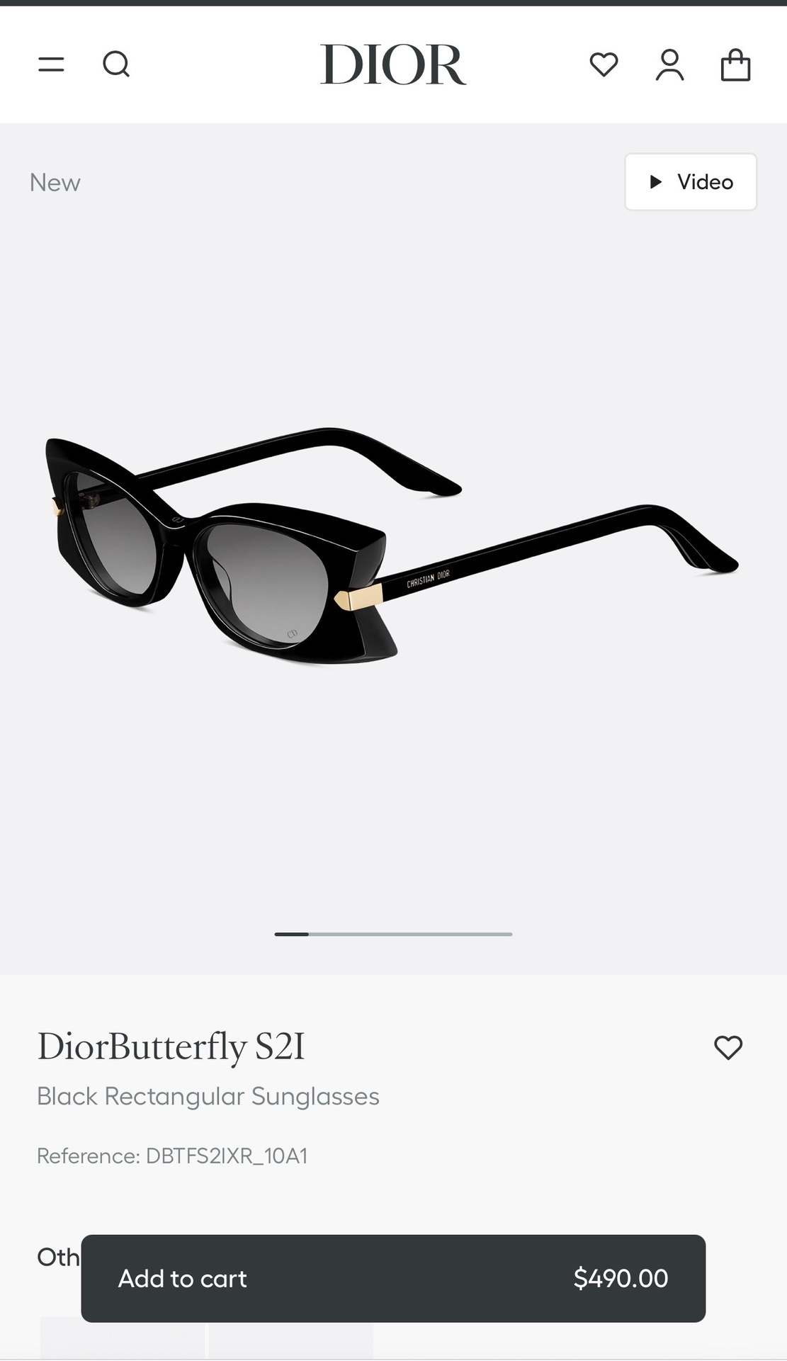 butterfly Dior Black Rectangular Sunglasses – Dior Butterfly S2I Black