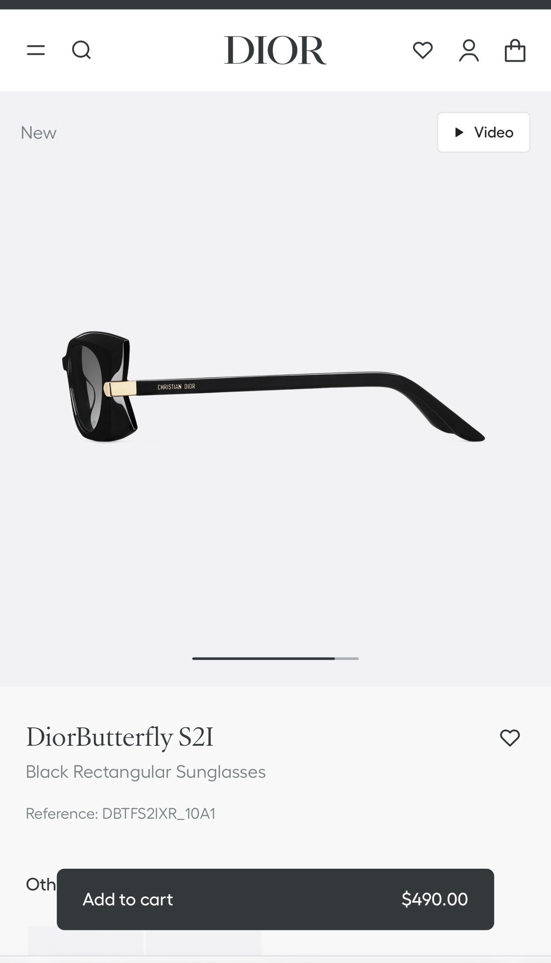 DiorButterfly S2I Black Rectangular Sunglasses for Women