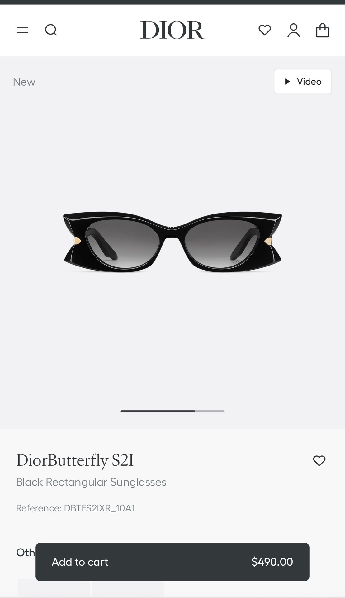 DiorButterfly S2I Black Rectangular Sunglasses for Women