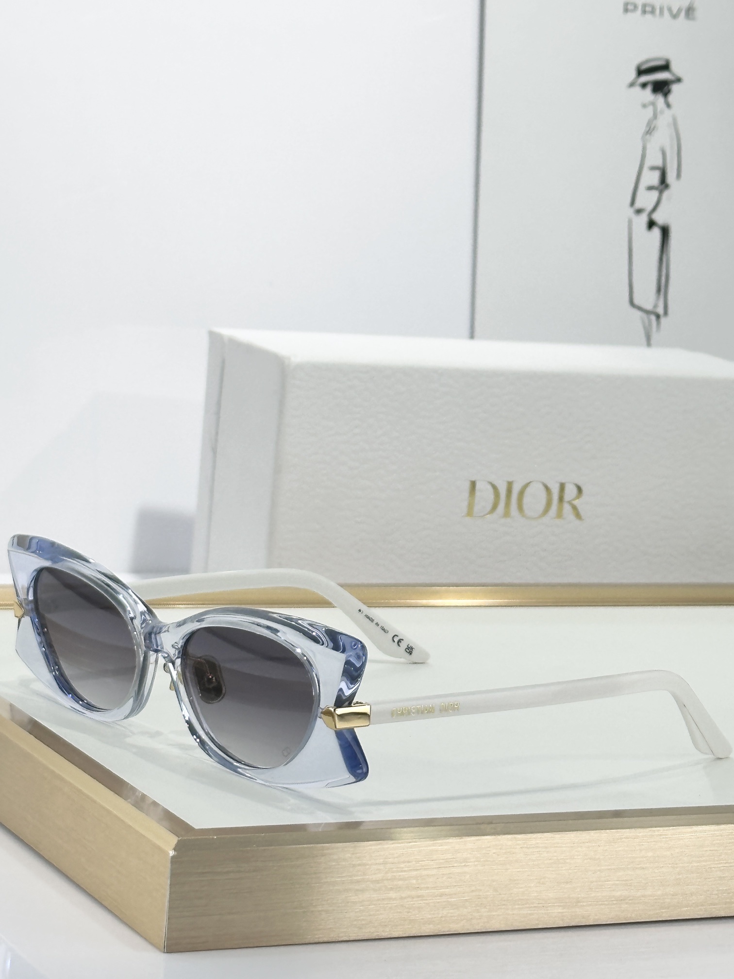 DiorButterfly S2I Transparent Blue Rectangular Sunglasses
