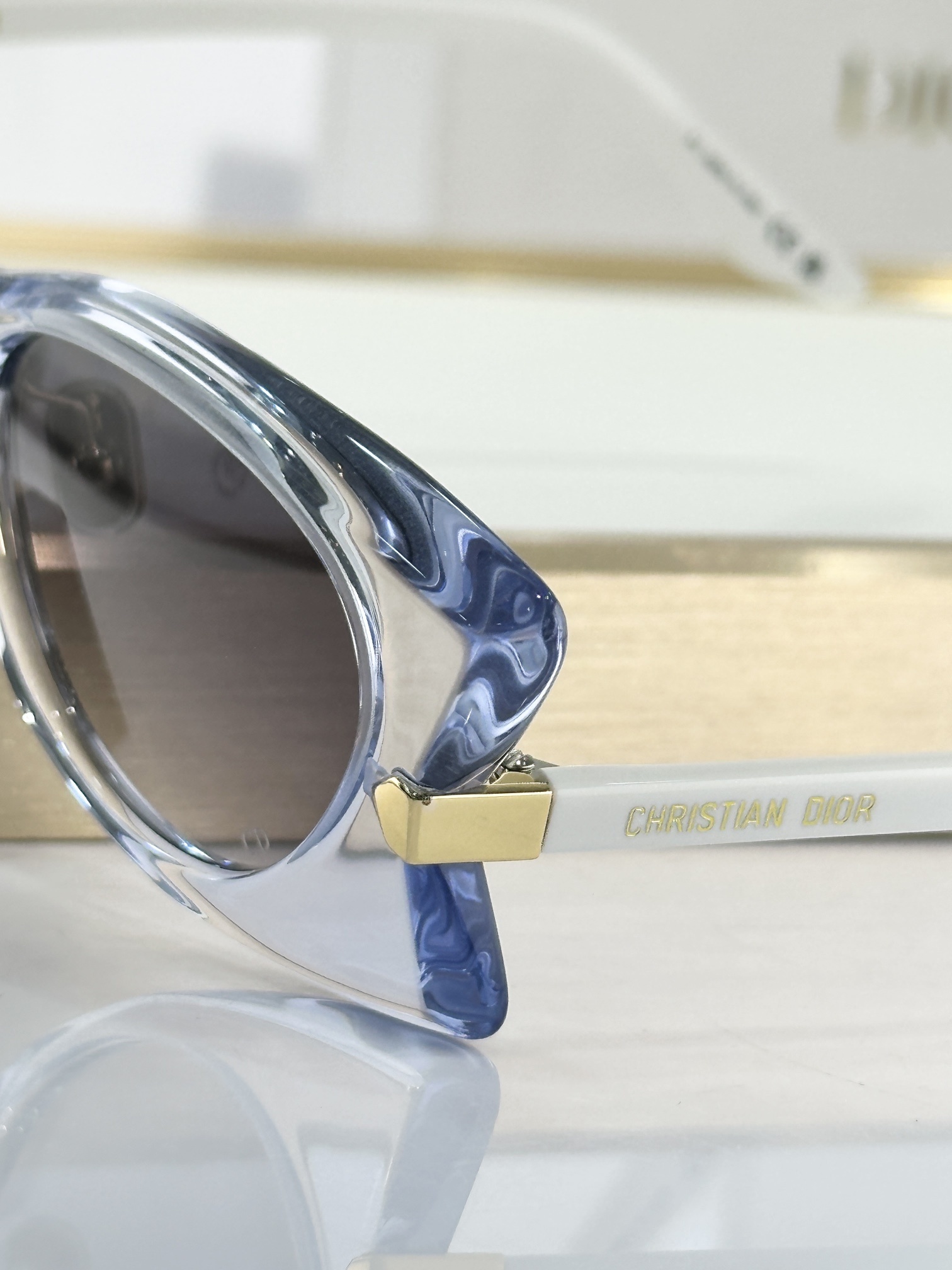 DiorButterfly S2I Transparent Blue Rectangular Sunglasses