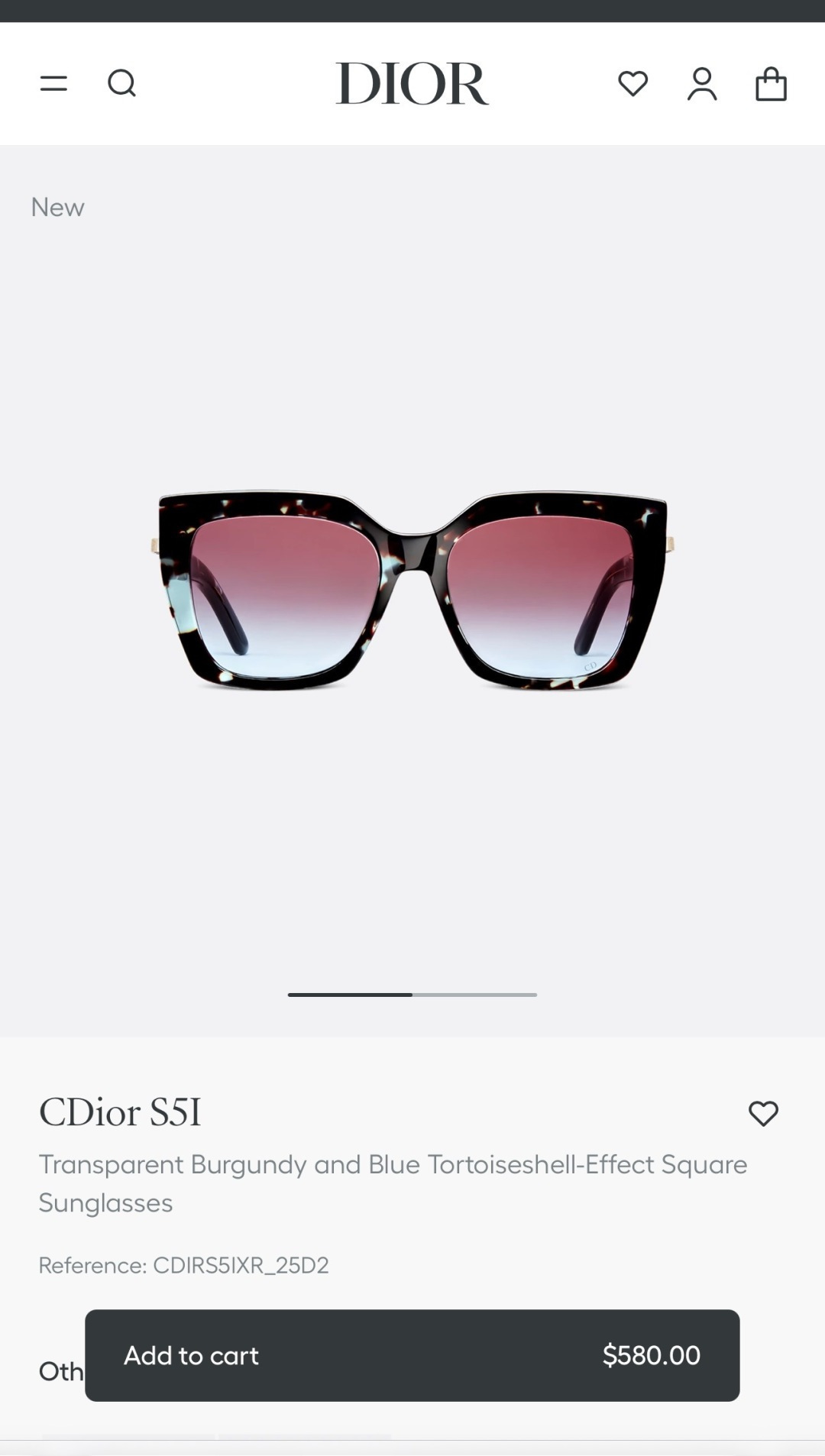 Dior CDior S5I Burgundy & Blue Tortoiseshell Square Sunglasses