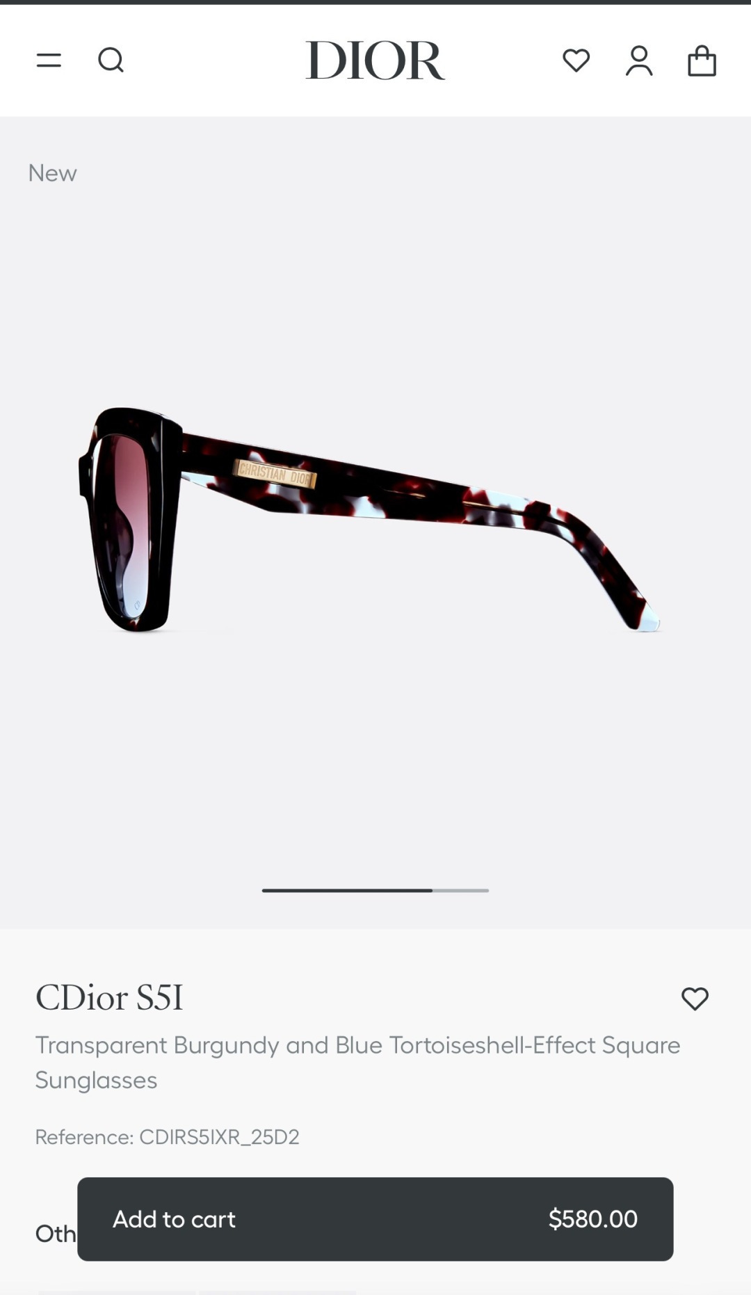 Dior CDior S5I Burgundy & Blue Tortoiseshell Square Sunglasses
