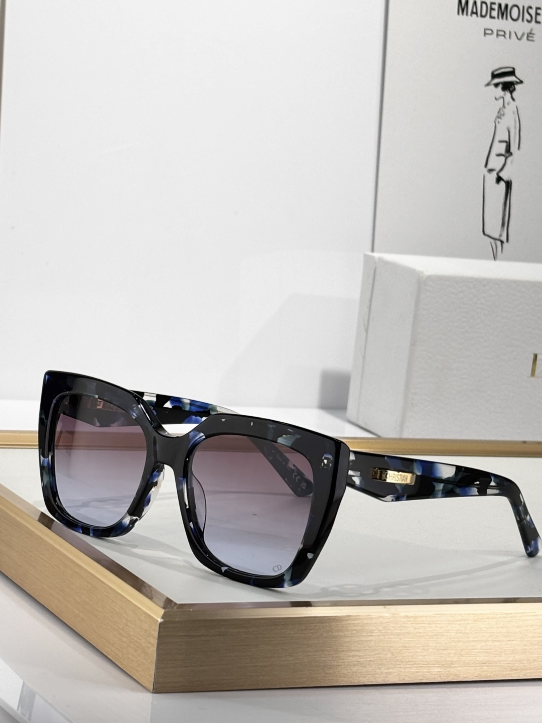 Dior CDior S5I Burgundy & Blue Tortoiseshell Square Sunglasses