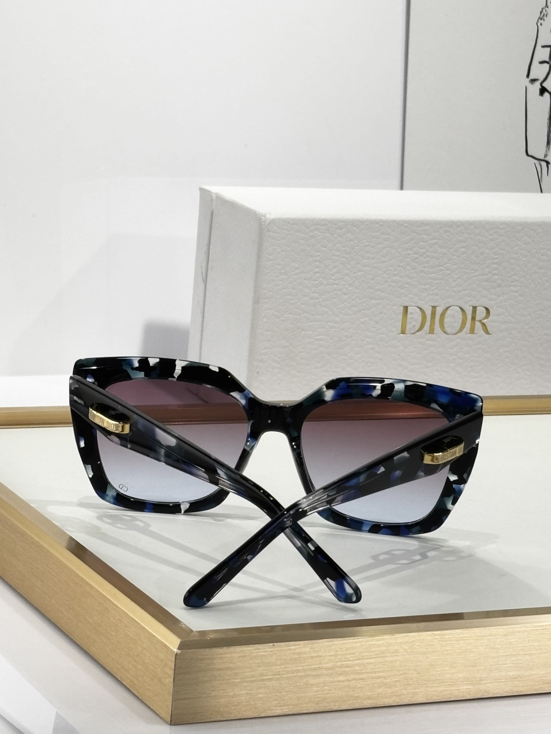 Dior CDior S5I Burgundy & Blue Tortoiseshell Square Sunglasses