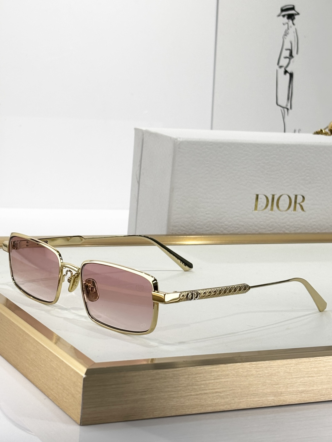 Dior Luxury Rectangle Metal Sunglasses – Iconic CD Logo Collection
