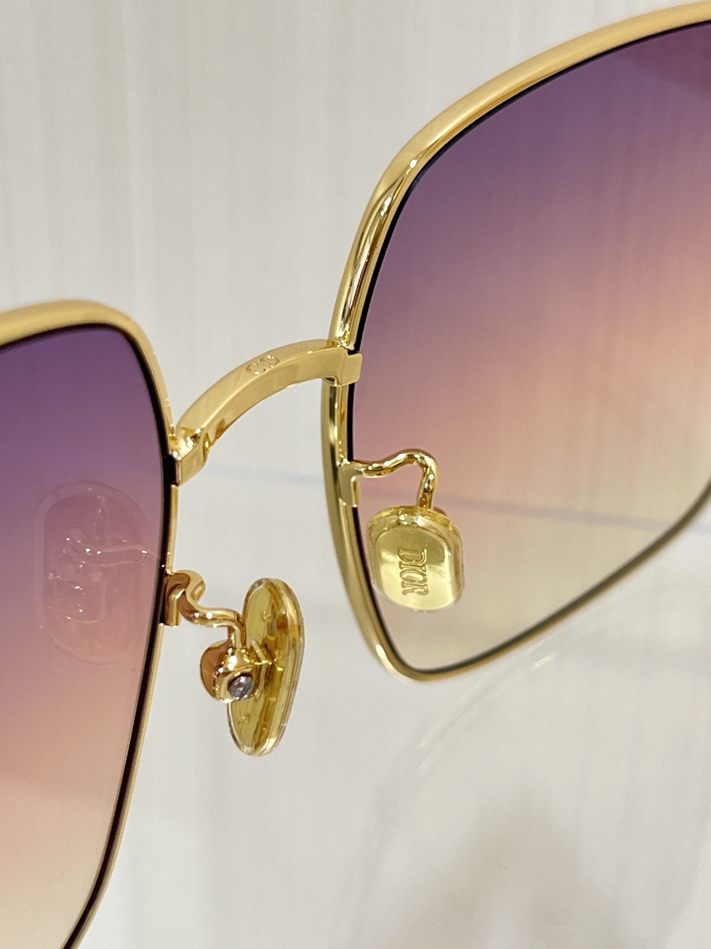Dior Square Sunglasses – Gold Frame with Purple Gradient Lenses