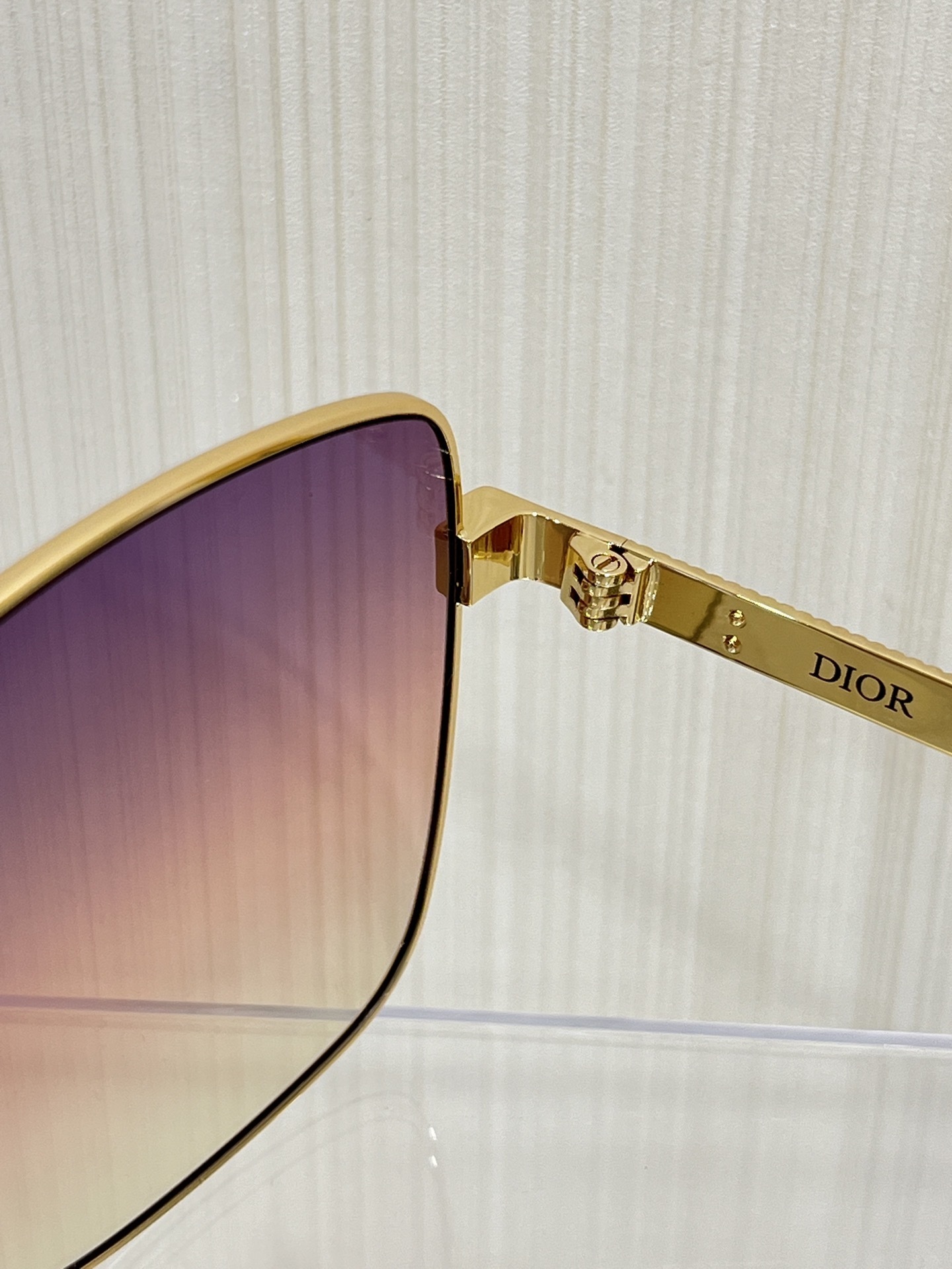 Dior Square Sunglasses – Gold Frame with Purple Gradient Lenses