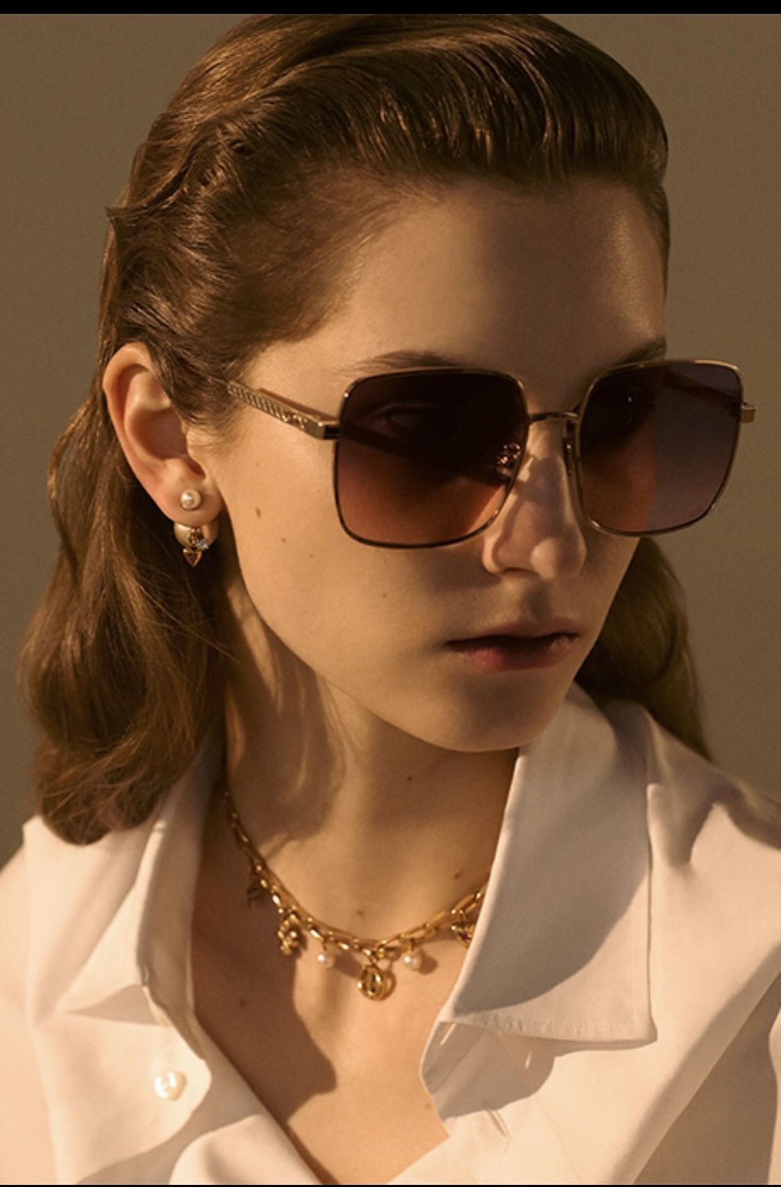 Dior Square Sunglasses – Gold Frame with Purple Gradient Lenses