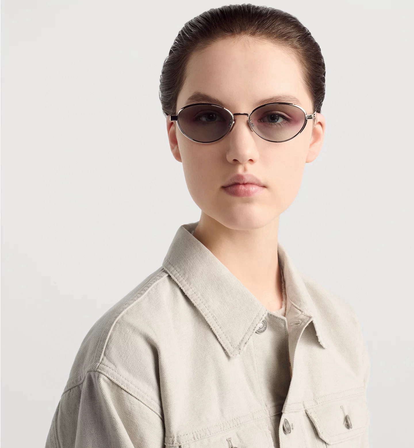 Vintage Metal Grey Tinted Lens Oval Frame Sunglasses – Oval Frame