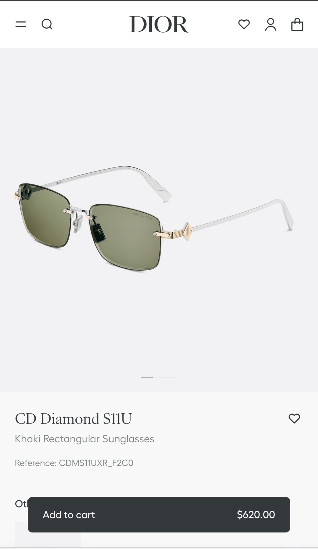 Dior Khaki Rectangular Sunglasses – Dior Diamond S1IU Khaki