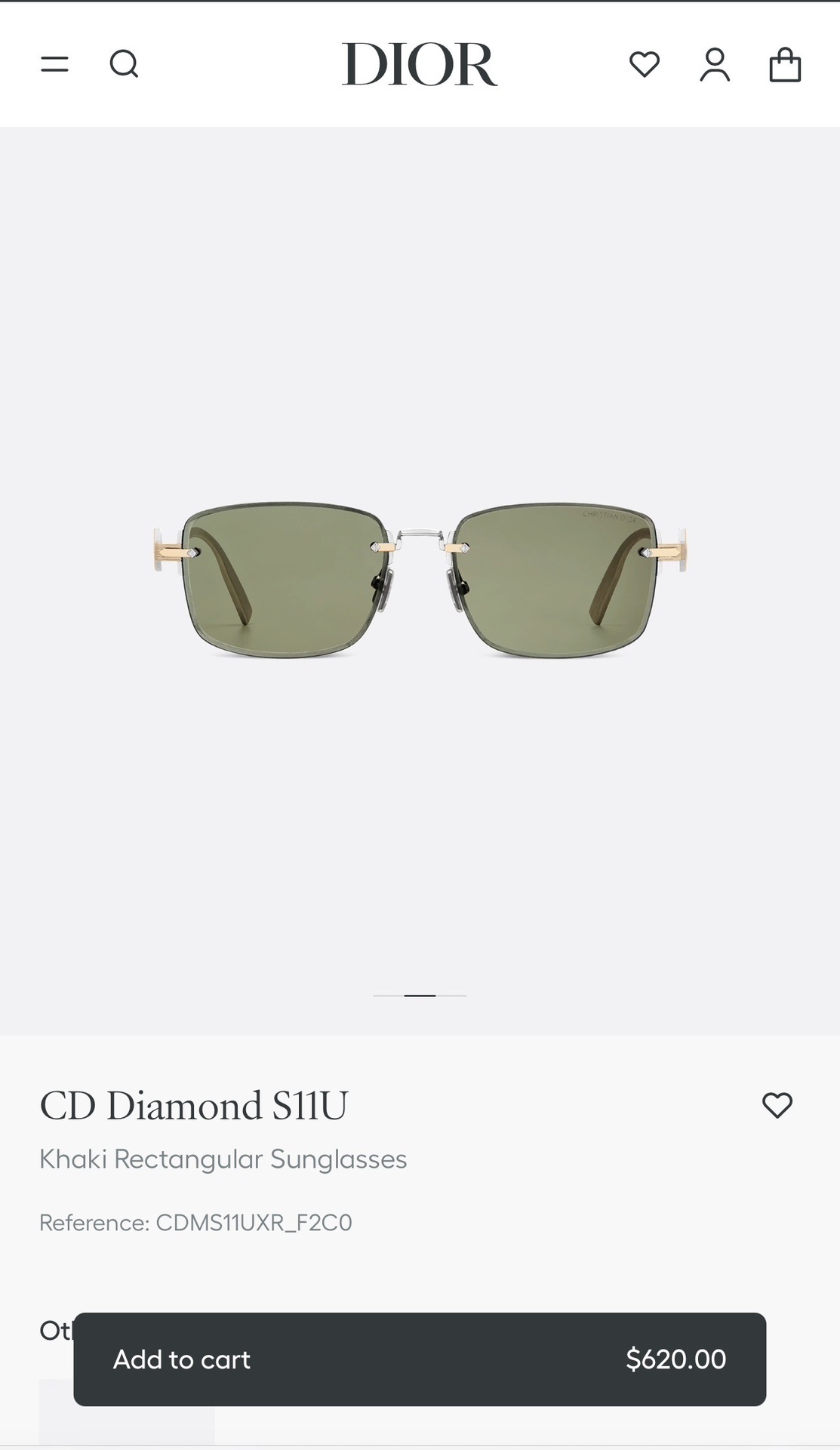 Dior CD Diamond S11U Khaki Rectangular Sunglasses