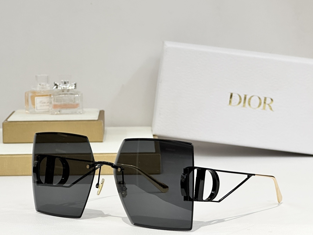 Luxury Oversized Square Rimless Sunglasses with Iconic CD Logo