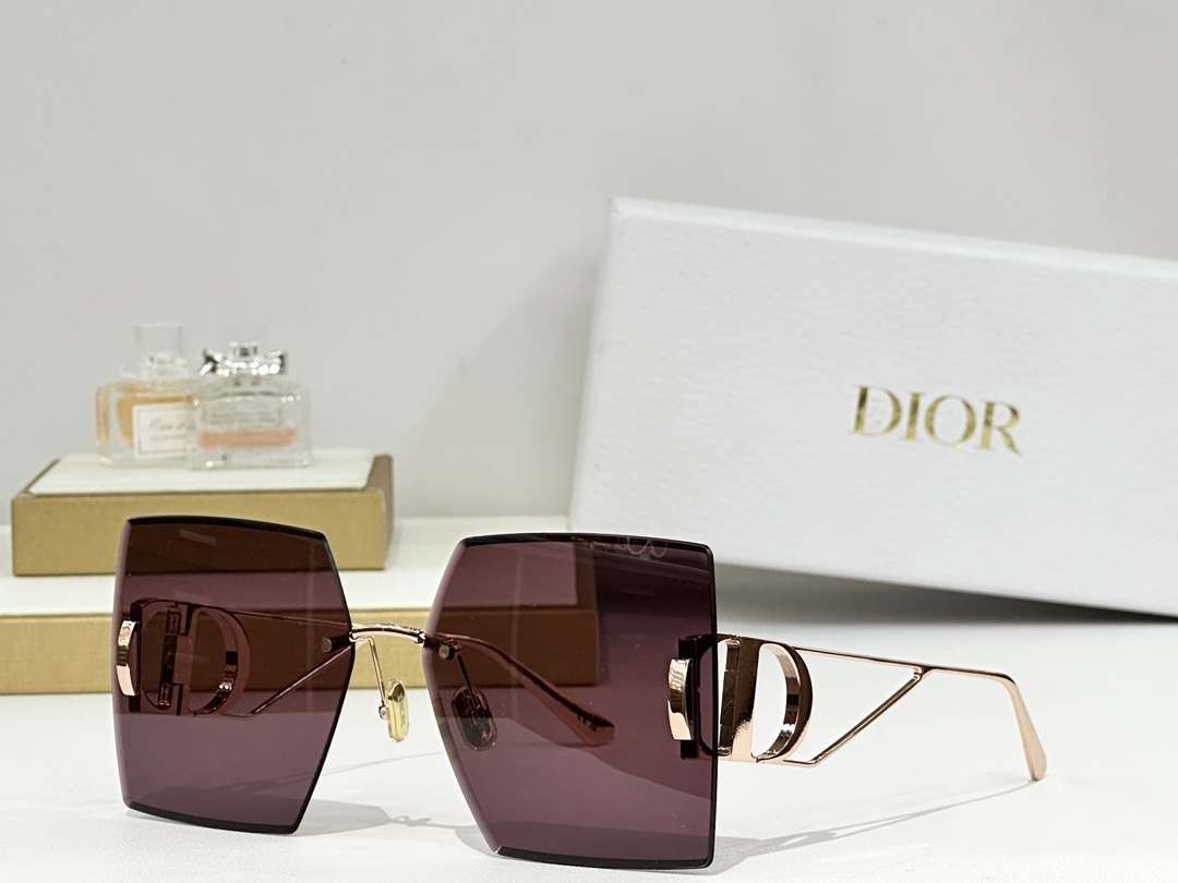 Luxury Oversized Square Rimless Sunglasses with Iconic CD Logo