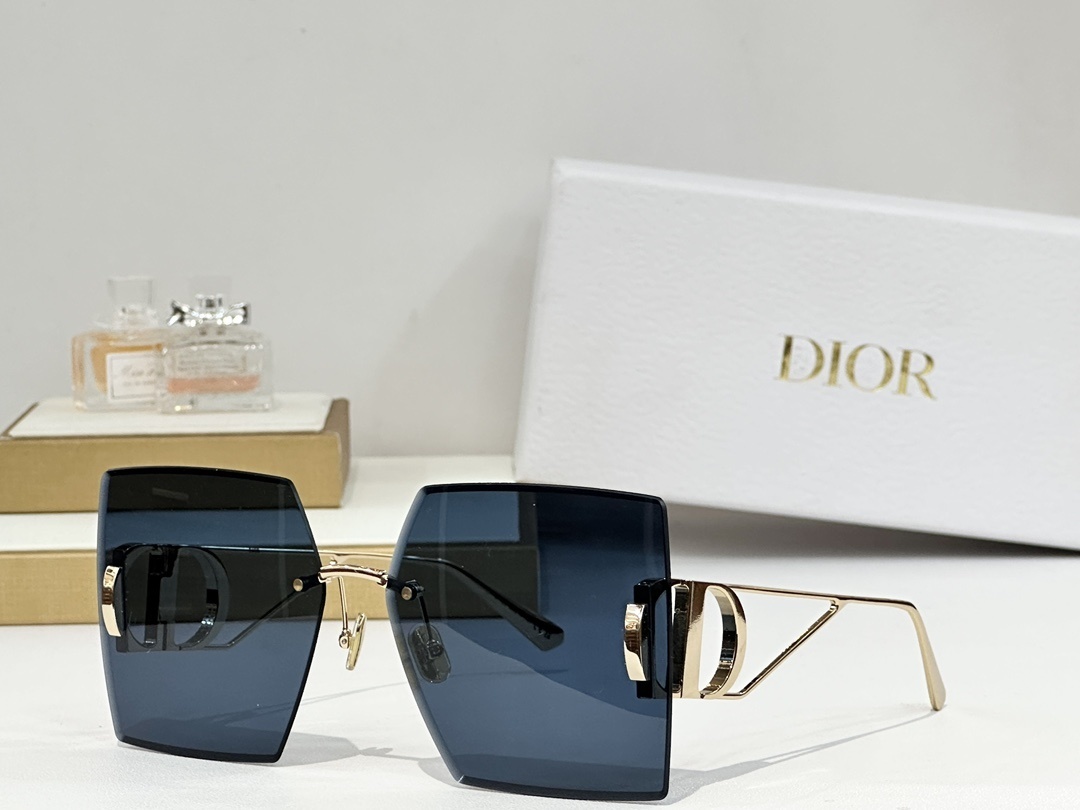 Luxury Oversized Square Rimless Sunglasses with Iconic CD Logo