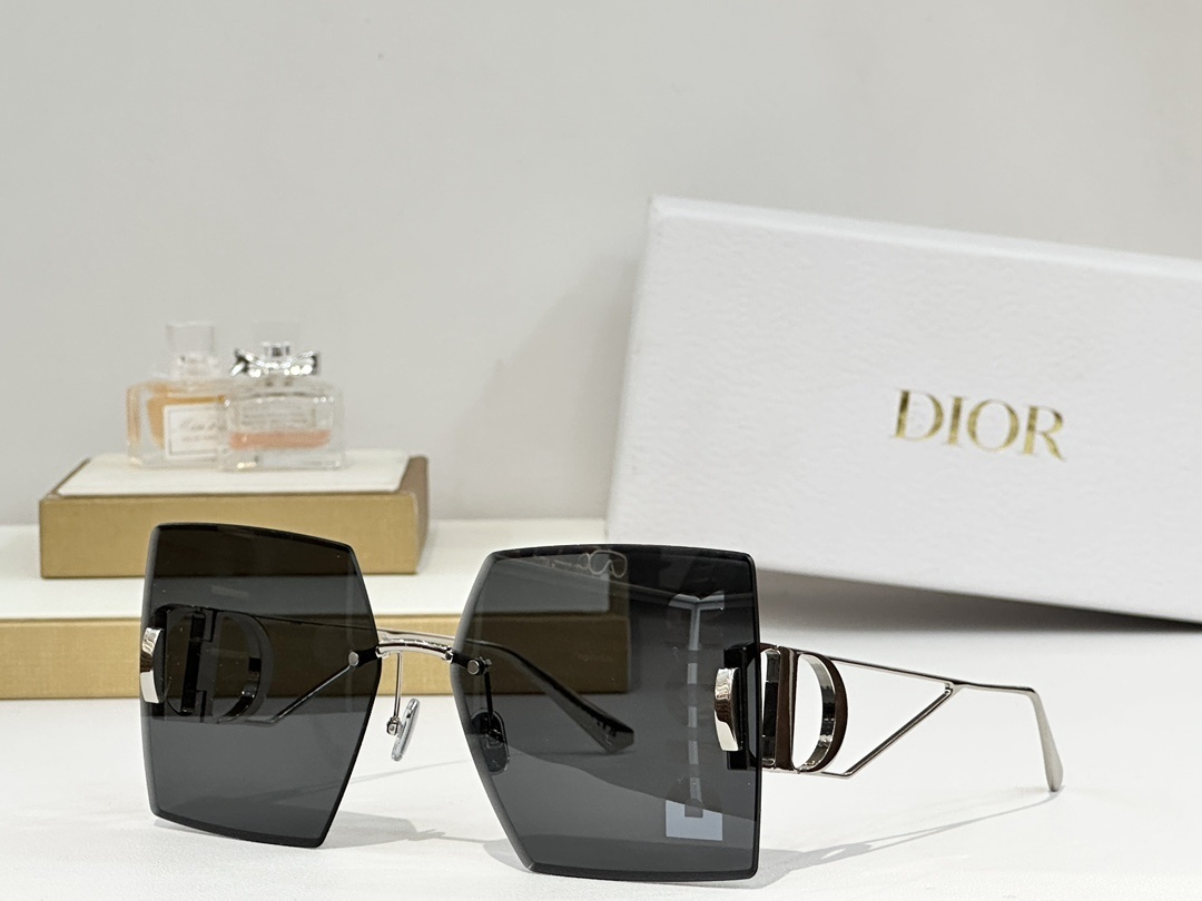 Luxury Oversized Square Rimless Sunglasses with Iconic CD Logo