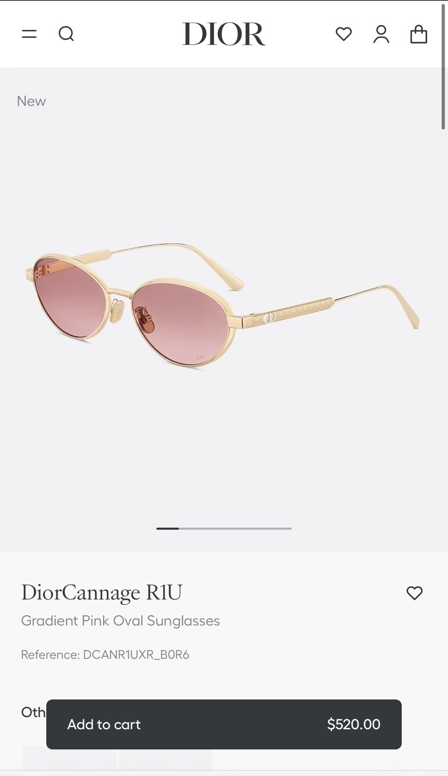 Dior Pink Gradient Sunglasses – Dior Cannage R1U Pink Gradient Oval