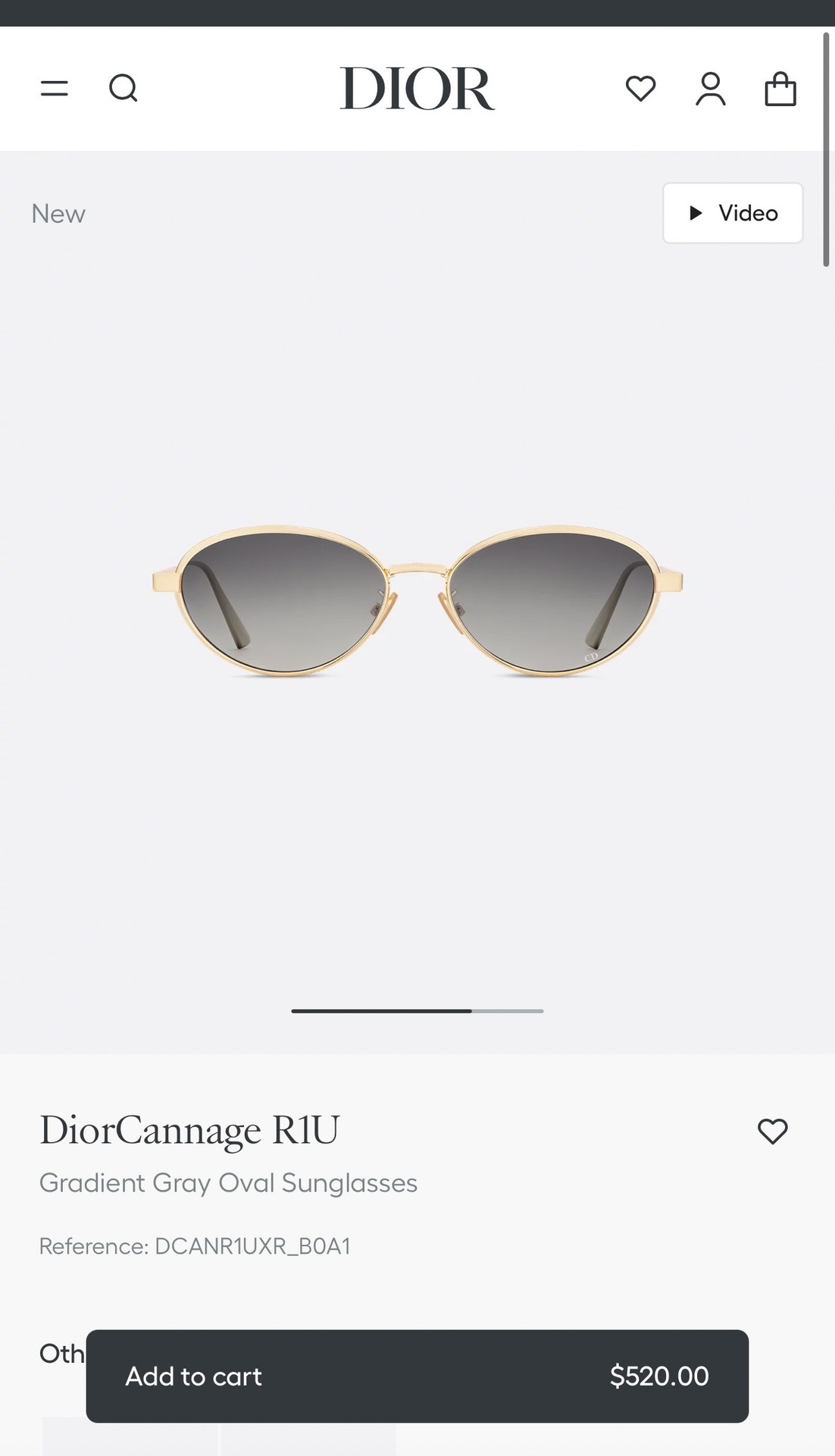 DiorCannage R1U Gradient Pink Oval Sunglasses – Gold Metal Frame