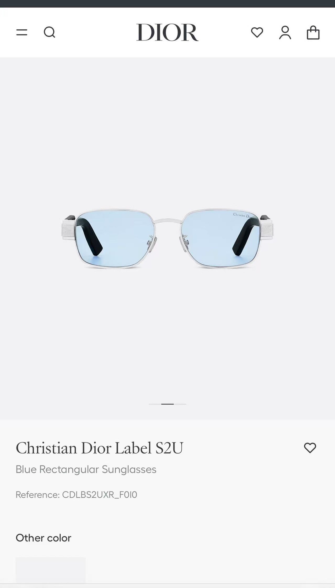 Christian Dior Label S2U Blue Rectangular Sunglasses