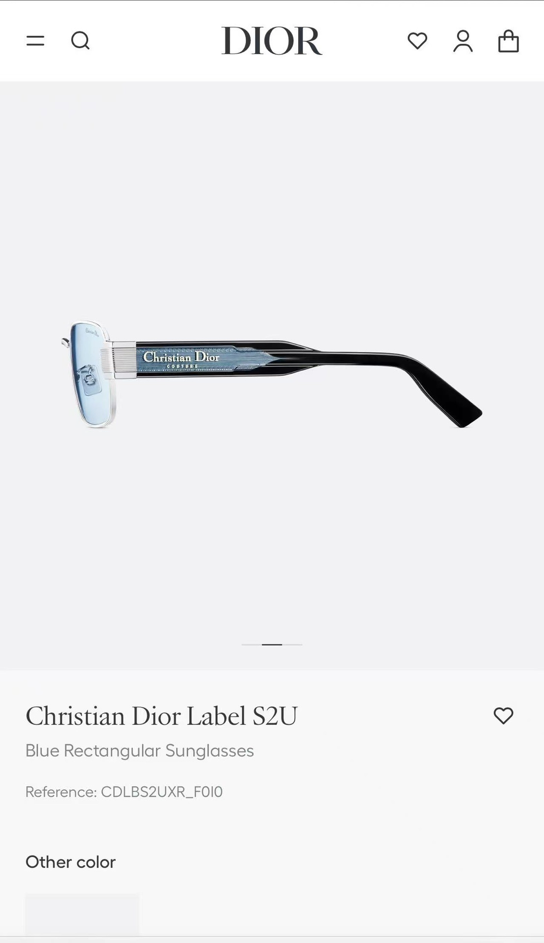 Christian Dior Label S2U Blue Rectangular Sunglasses
