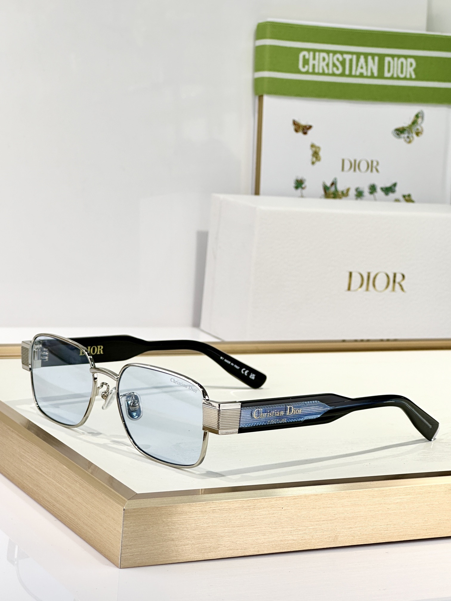 Christian Dior Label S2U Blue Rectangular Sunglasses