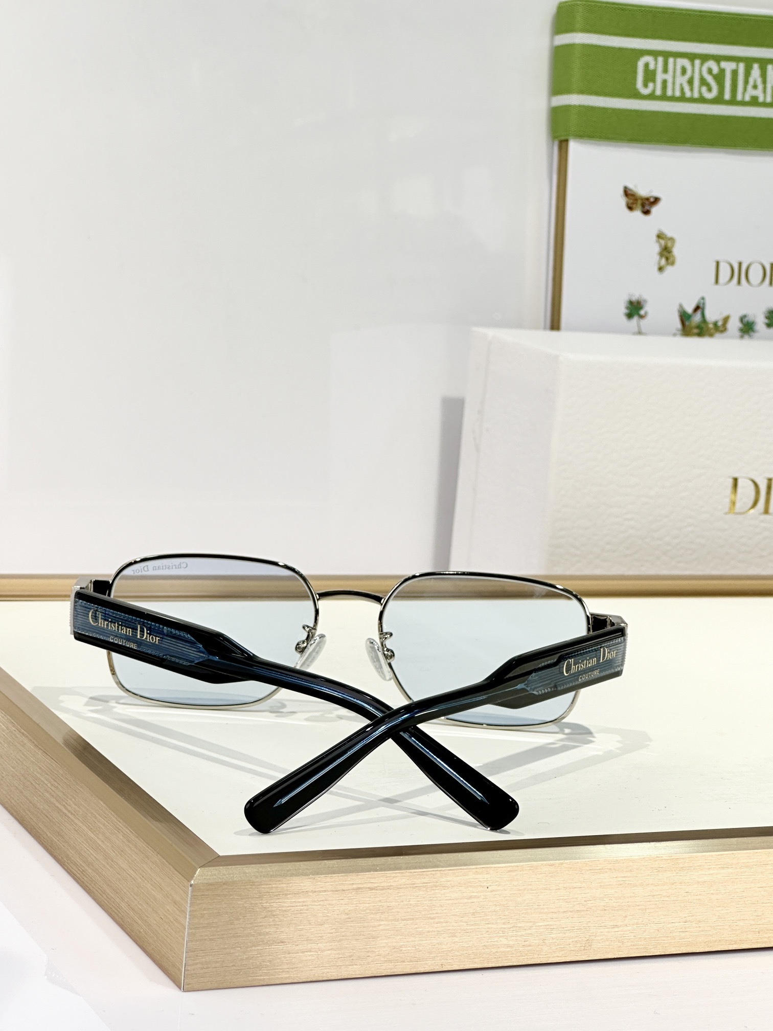 Christian Dior Label S2U Blue Rectangular Sunglasses