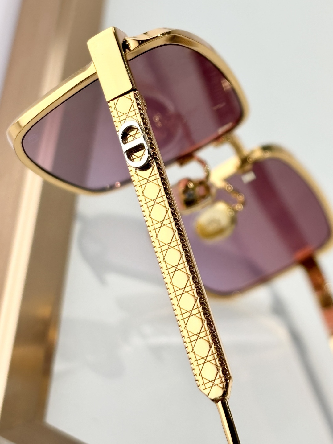 Dior Cannage S2U Rectangular Sunglasses – Gold & Purple Gradient