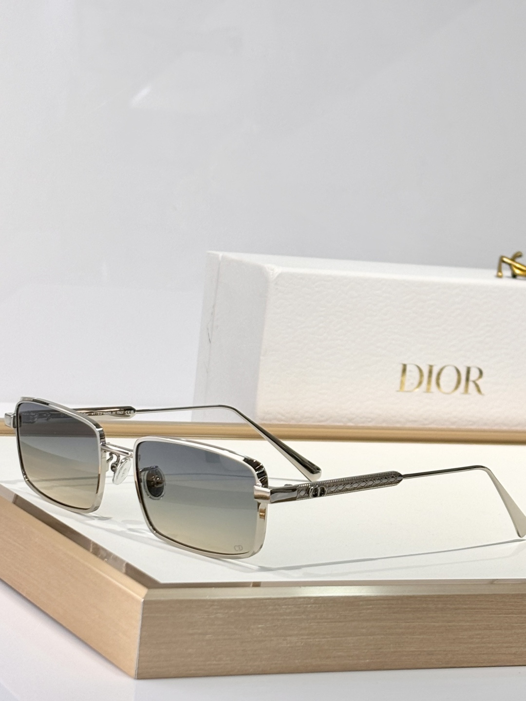Dior Rectangular Gold-Tone Sunglasses with Gradient Lenses