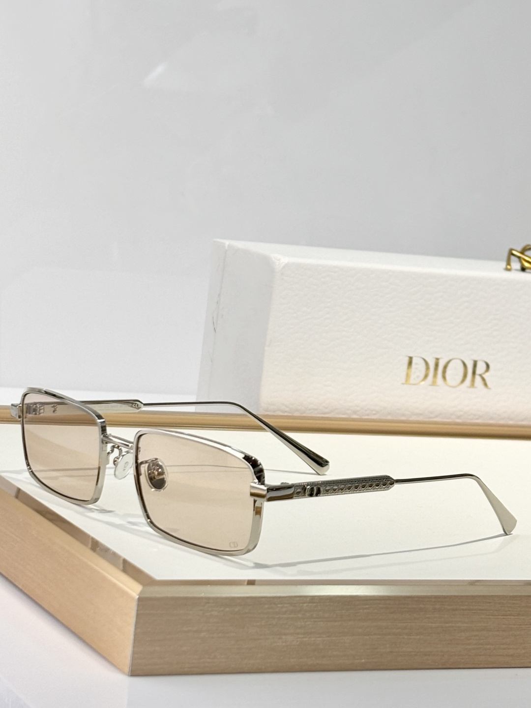 Dior Rectangular Gold-Tone Sunglasses with Gradient Lenses