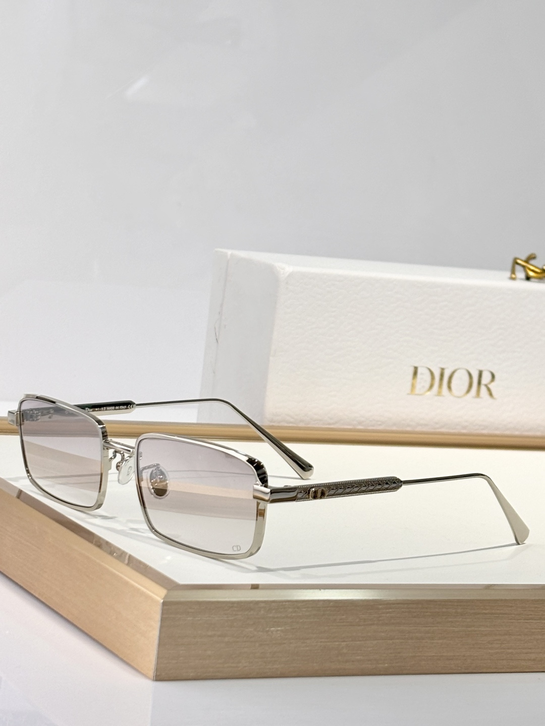 Dior Rectangular Gold-Tone Sunglasses with Gradient Lenses