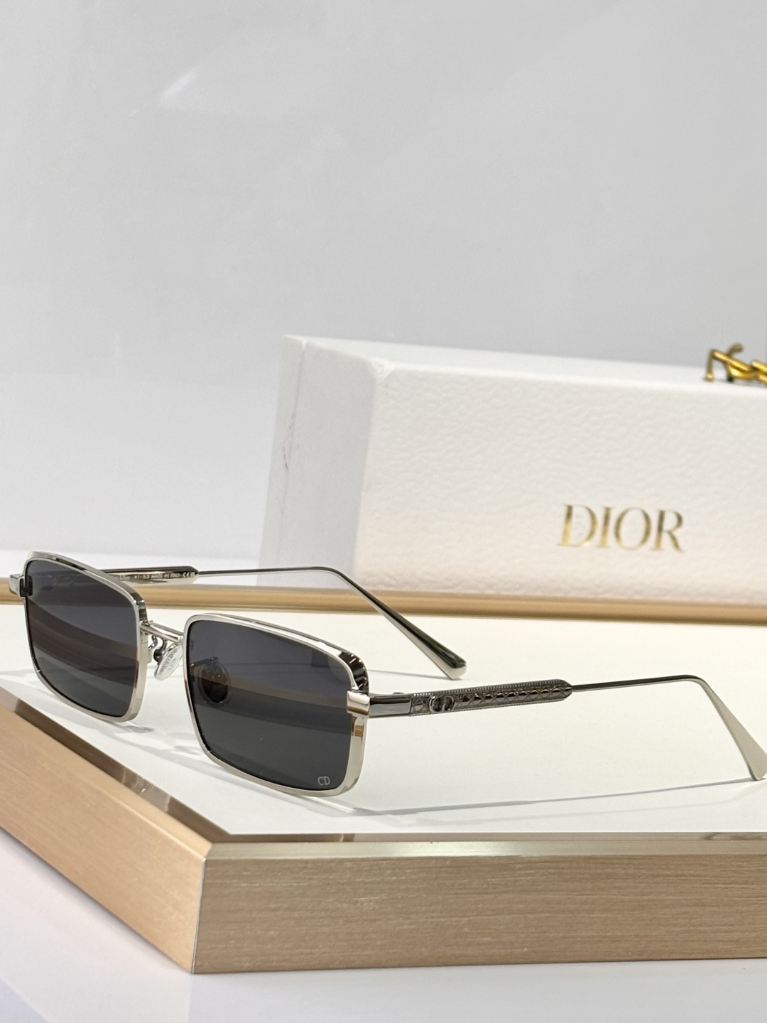 Dior Rectangular Gold-Tone Sunglasses with Gradient Lenses