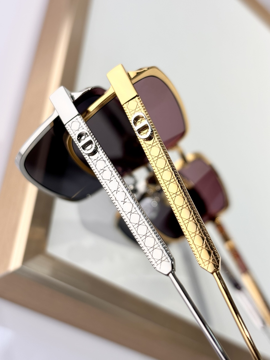 Dior Rectangular Gold-Tone Sunglasses with Gradient Lenses