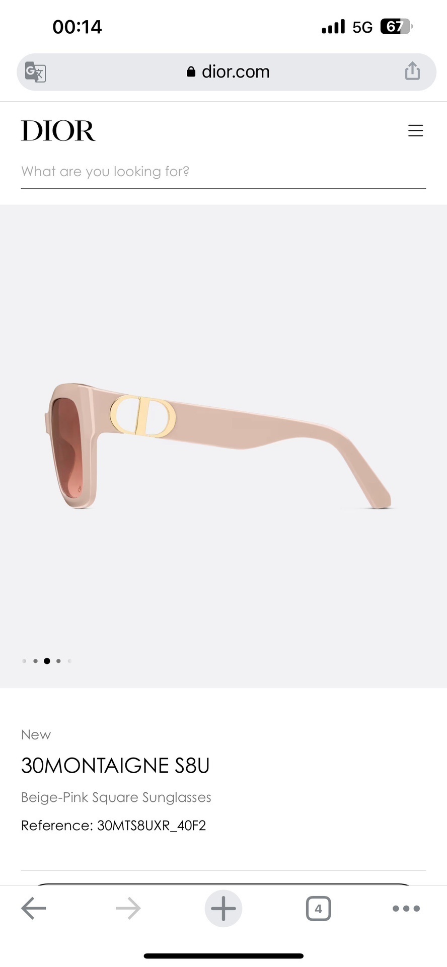 Dior 30Montaigne S8U Square Sunglasses with Gold CD Logo