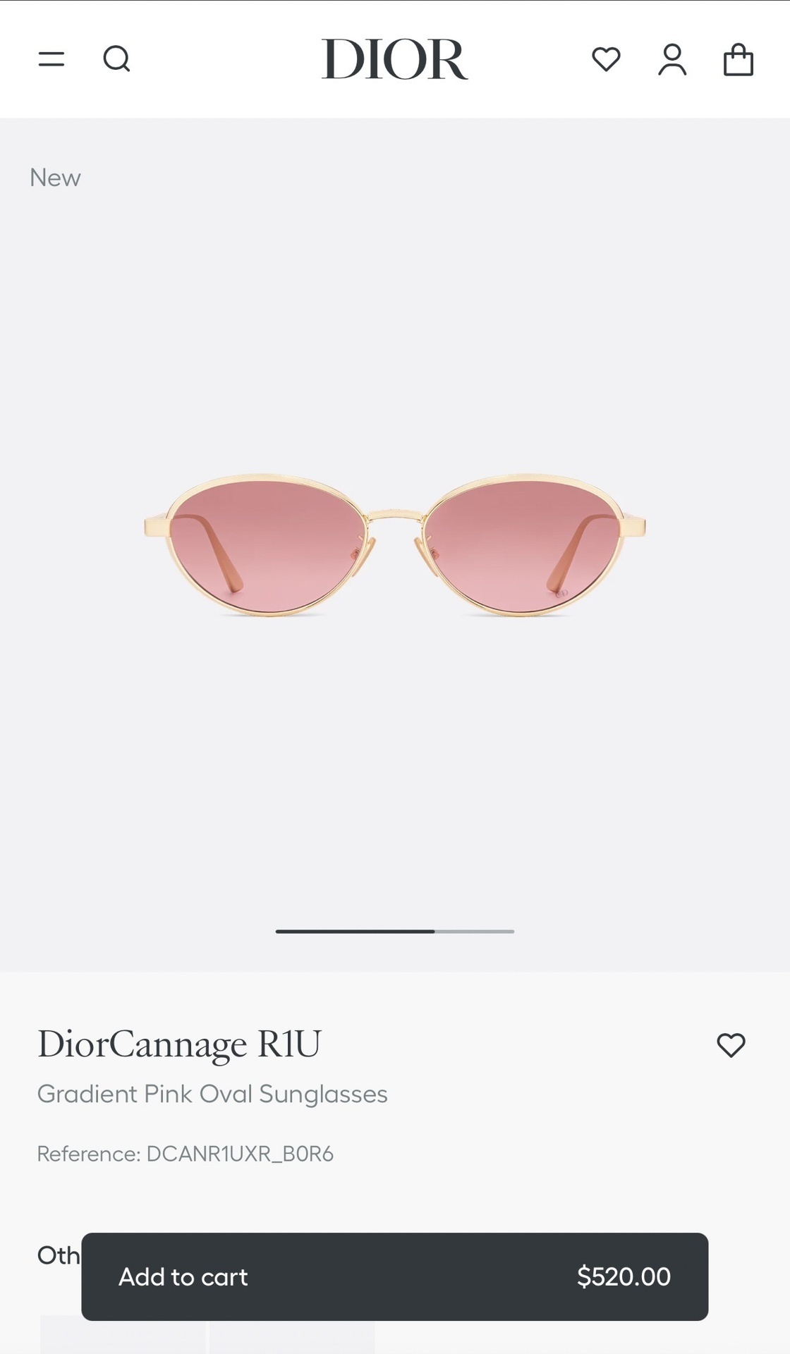 Dior DiorCannage R1U Gradient Pink Oval Sunglasses